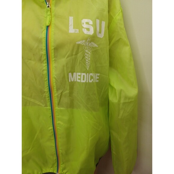 LSU Medicine Raincoat Jacket Hooded Neon Green XL - Picture 4 of 13